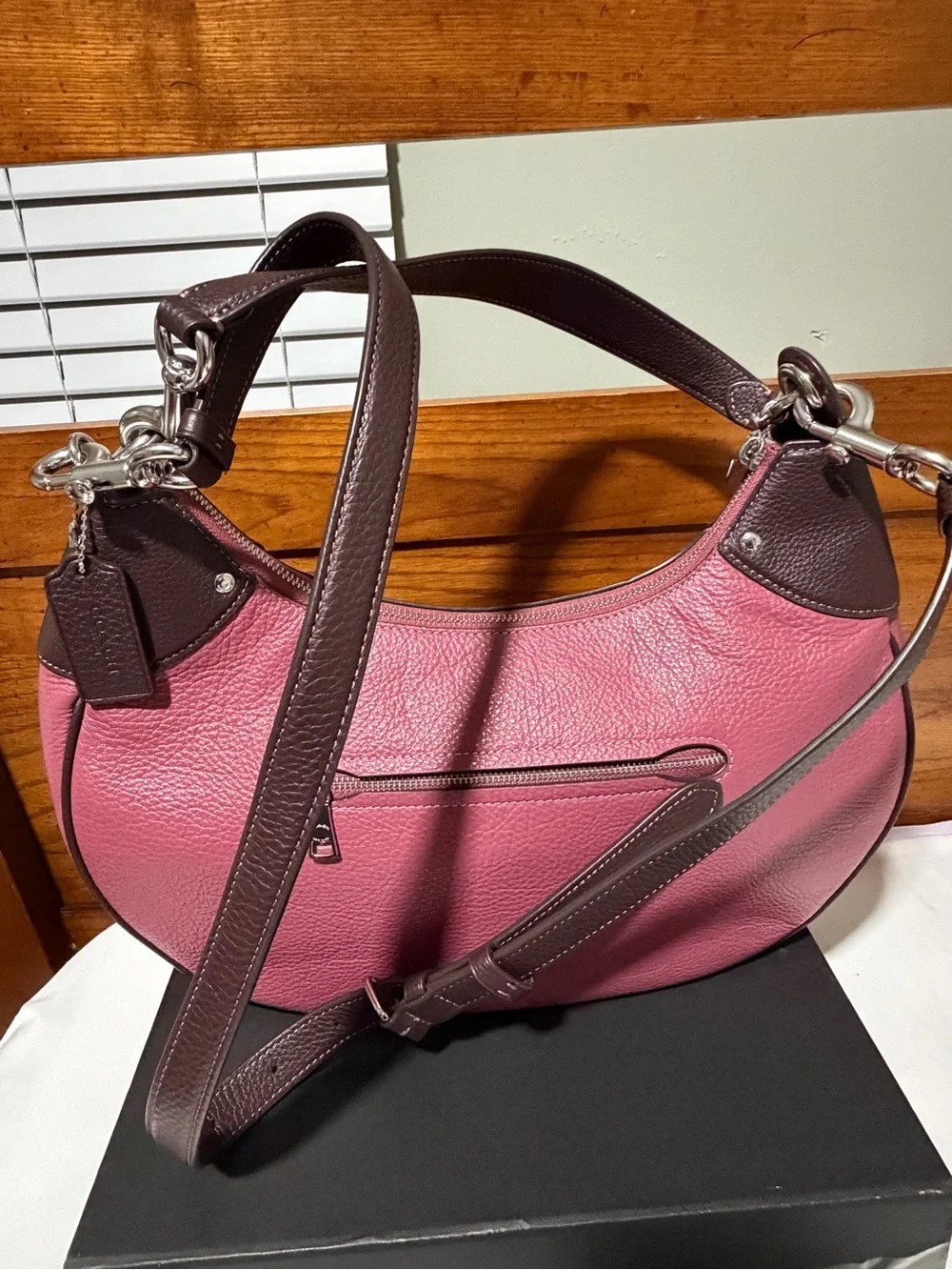Coach Pebble Leather Mara Hobo Shoulder Bag Crossbody Style CJ864 Raspberry/Wine